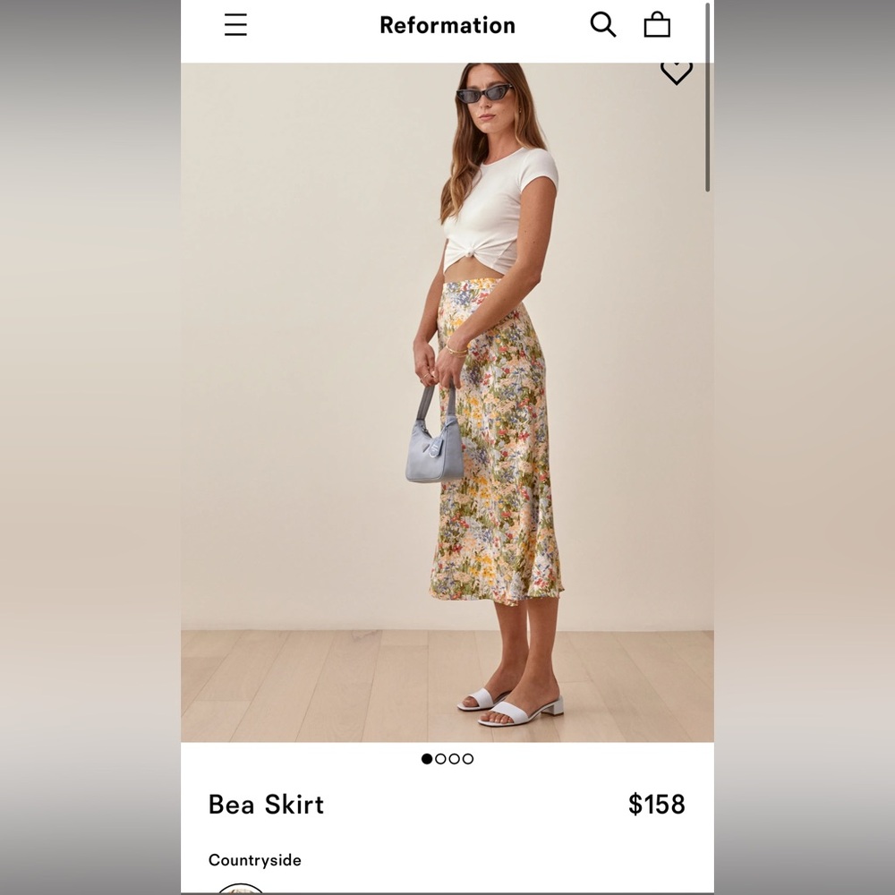 NWT Reformation Bea Skirt in countryside. Floral Print Women's Skirt